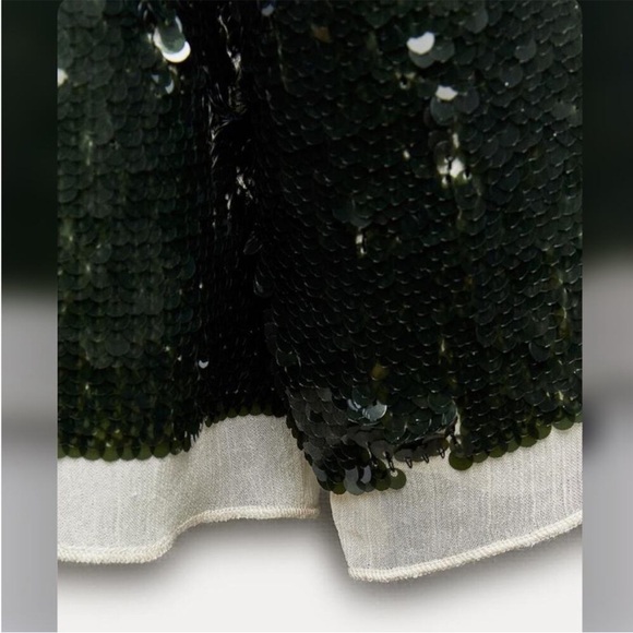 ZARA NEW WOMAN ZW COLLECTION SEQUIN BLAZER GREEN SIZE XS 3736/319 - Picture 11 of 15